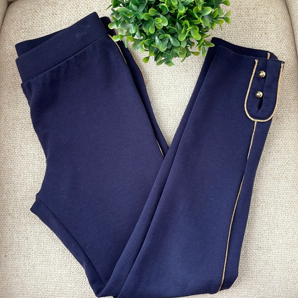 Janie and Jack girls size 10 navy/gold pointe pants/leggings